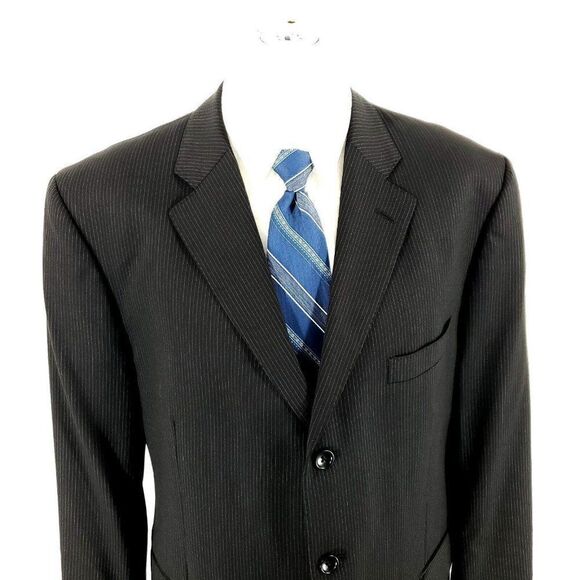 Brooks‎ Brothers 1818 Regent Wool 3 Button Suit Jacket 42R Gray Striped - Picture 1 of 10